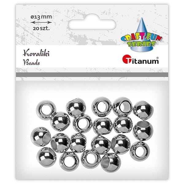Koraliki plastikowe 13mm 20szt srebrne, Titanum