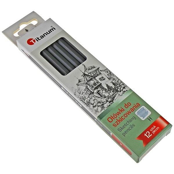 Ołówki do szkicowania H 12szt, Titanum