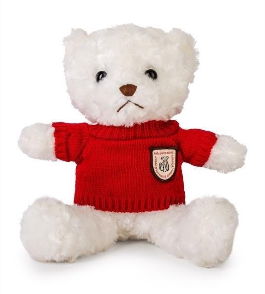 Miś biały 22cm w sweterku czerwony, Daffi