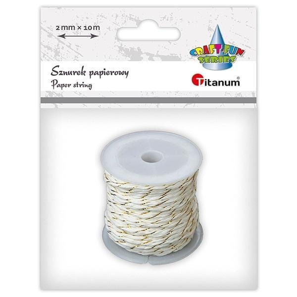 Sznurek papierowy 2mm 10m biało-złoty, Titanum